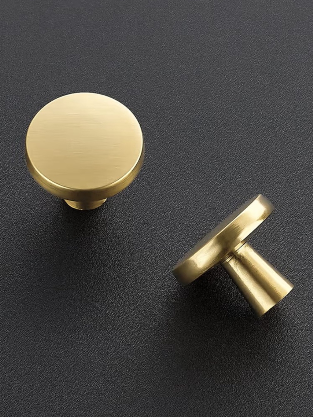 Brushed Gold Cabinet Knobs (35) – Round Brass Pulls